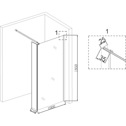 Душевая перегородка Niagara Nova 100 см NG-644-10GOLD с кронштейном, золото/прозрачное - фото 4