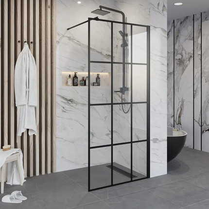 Душевая перегородка Niagara Nova 120 см NG-685-12BLACK с кронштейном, черный/прозрачное - фото 