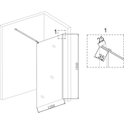 Душевая перегородка Niagara Nova 120 см NG-685-12BLACK с кронштейном, черный/прозрачное - фото 4