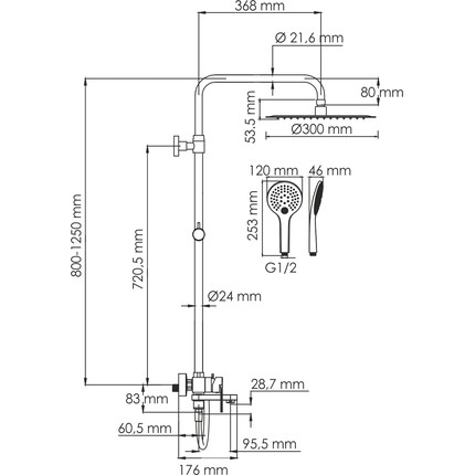 Душевая стойка WasserKraft A185.161.155.WM, белый - фото 6