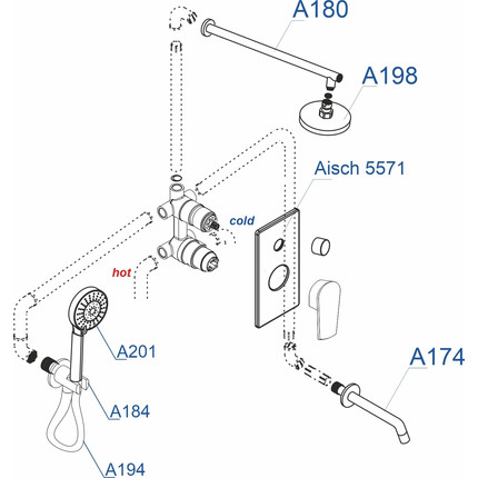 Душевая система для ванны WasserKraft A175571, золото матовое - фото 3