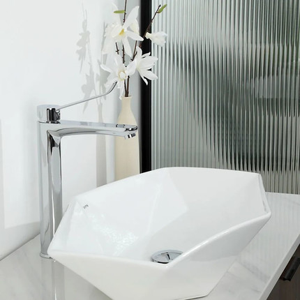 Смеситель для раковины высокий с локтевой (хирургической) ручкой Gappo G1021-21, Цвет производителя: хром - фото 8