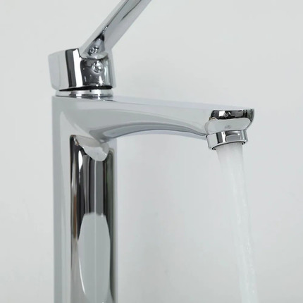 Смеситель для раковины высокий с локтевой (хирургической) ручкой Gappo G1021-21, Цвет производителя: хром - фото 9