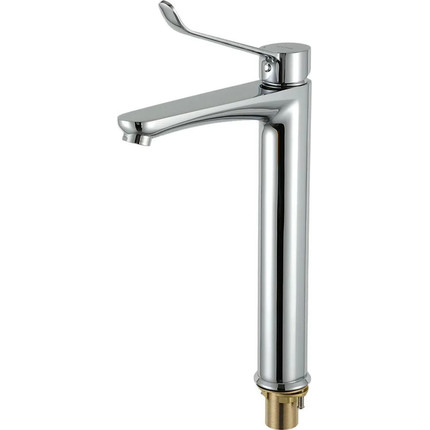 Смеситель для раковины высокий с локтевой (хирургической) ручкой Gappo G1021-21, Цвет производителя: хром - фото 