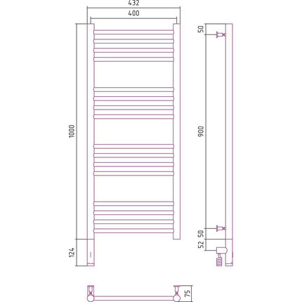 Полотенцесушитель электрический Сунержа Богема 3.0 П16 1000x400 мм (прямая перемычка) 15-5804-1040 L, тёмный титан муар - фото 5