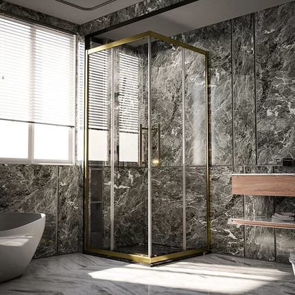 Душевое ограждение Veconi Premium Trento 90x90 см PTC20-G-9090-01-C4 (стекло 8 мм), золото/прозрачное - фото 