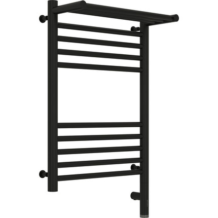 Полотенцесушитель электрический Сунержа Богема с полкой 3.0 П10 600x400 мм (прямая перемычка) 31-5807-6040 R, чёрный матовый - фото 