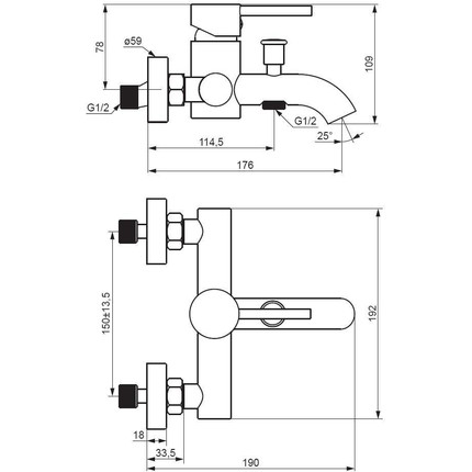 Смеситель для ванны Damixa Scandinavian Pure 361000300, черный, Цвет производителя: чёрный - фото 4