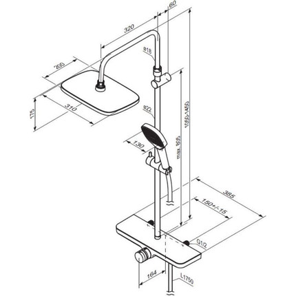 Душевая стойка Damixa Merkur 940730300, черный - фото 7