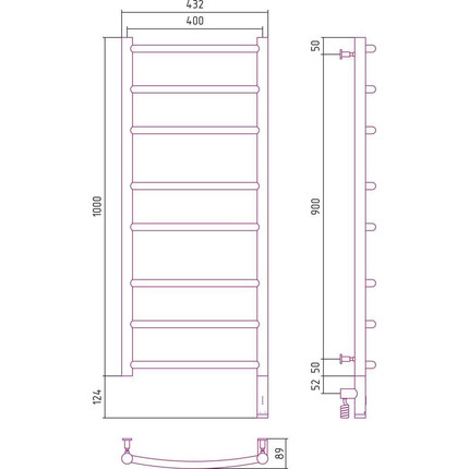 Полотенцесушитель электрический Сунержа Галант 3.0 П8 1000x400 мм 30-5801-1040 R, белый матовый - фото 5