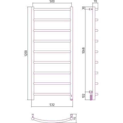 Полотенцесушитель электрический Сунержа Галант 4.0 П9 1200x500 мм 12-0831-1250 R, белый - фото 5