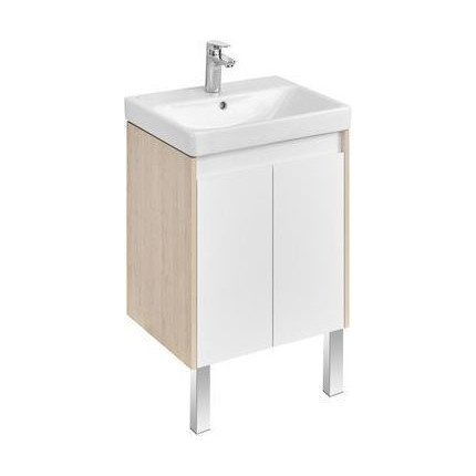 Тумба универсальная с раковиной Акватон Сканди Doors 55 см 1A278801SDB20, дуб верона/белый глянцевый (ножки в комплекте) - фото 