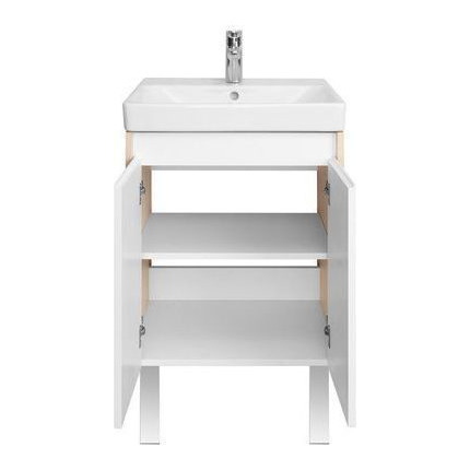 Тумба универсальная с раковиной Акватон Сканди Doors 55 см 1A278801SDB20, дуб верона/белый глянцевый (ножки в комплекте) - фото 5