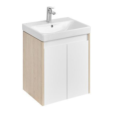 Тумба универсальная с раковиной Акватон Сканди Doors 55 см 1A278801SDB20, дуб верона/белый глянцевый (ножки в комплекте) - фото 7