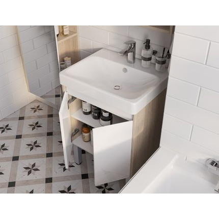 Тумба универсальная с раковиной Акватон Сканди Doors 55 см 1A278801SDB20, дуб верона/белый глянцевый (ножки в комплекте) - фото 9