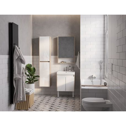 Тумба универсальная с раковиной Акватон Сканди Doors 55 см 1A278801SDB20, дуб верона/белый глянцевый (ножки в комплекте) - фото 10