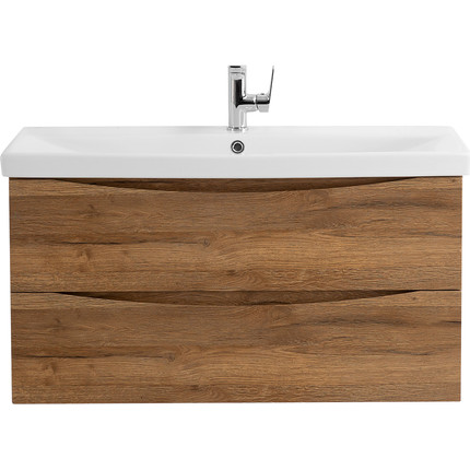 Тумба подвесная с раковиной BelBagno MARINO-CER-1000-2C-SO-RR-P 100 см, Rovere Rustico - фото 