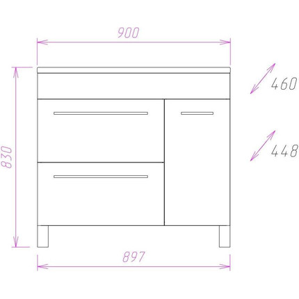 Тумба напольная с раковиной Onika Олимп 90 см 109015 - фото 5