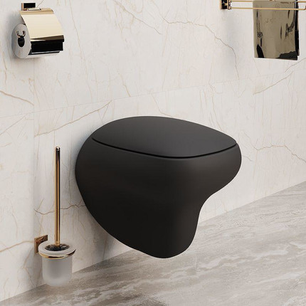 Унитаз подвесной безободковый Ambassador Diamond 123T20201R, черный матовый, Цвет производителя: чёрный - фото 