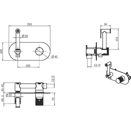 Набор для гигиенического душа Boheme Stick 127-BB, чёрный, Цвет производителя: чёрный - фото 2