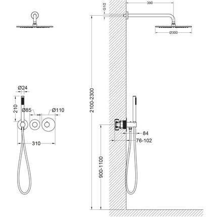 Душевая система для душа с термостатом Timo Saona SX-2359/17SM, золото матовое - фото 5