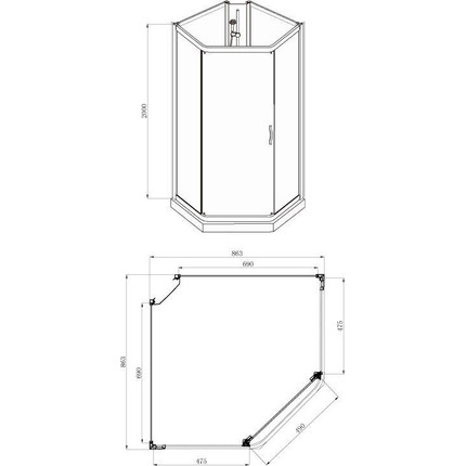 Душевое кабина Azario Denver 90x90 см AZ-N10806 900, хром/прозрачное - фото 3