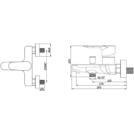 Смеситель для ванны Azario Leya AZ-15920501 - фото, картинка 2 Смеситель для ванны Azario Leya AZ-15920501 - фото 2