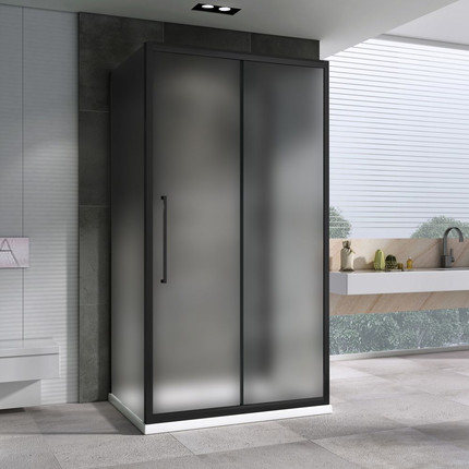 Душевое ограждение Abber Schwarzer Diamant 100x80 см AG30100BMH-S80BM-S80BM, чёрный/матовое - фото 