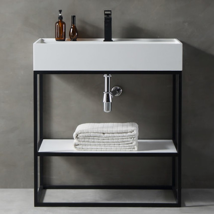 Раковина с консолью Abber Stein 80 см AS2630, белый матовый - фото 