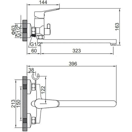 Смеситель для ванны Ledeme L2261 с душевым гарнитуром - фото 2