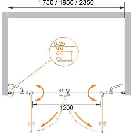 Душевая дверь Cezares 235 см ELENA-W-B-22-240-P-Cr, хром/матовое - фото 7