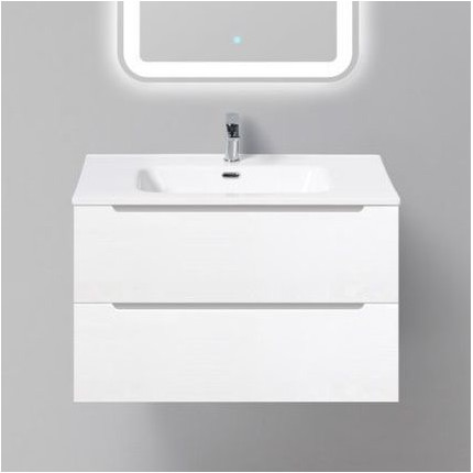 Тумба подвесная с раковиной BelBagno 80 см ETNA-800-2C-SO-BL-P (раковина LOV-800-LVB) Bianco Lucido, Цвет фасада: Bianco Lucido - фото 