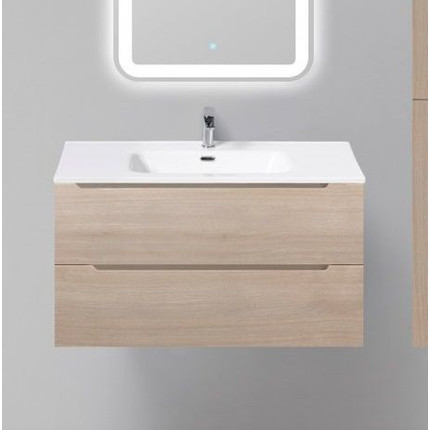 Тумба подвесная с раковиной BelBagno 90 см ETNA-900-2C-SO-RG-P (раковина LOV-900-LVB) Rovere Grigio, Цвет фасада: Rovere Grigio - фото 