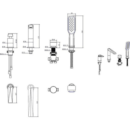 Смеситель для ванны Boheme Venturo 380-W, white gold, Цвет производителя: white gold - фото 2
