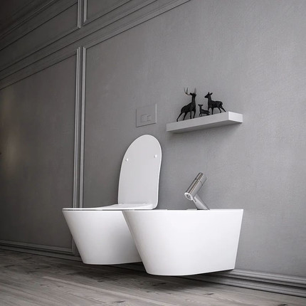 Унитаз-биде подвесной безободковый Boheme Avva 972-2-MW с тонкой крышкой микролифт, белый матовый - фото 3