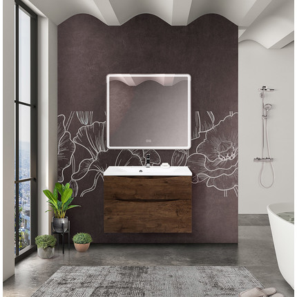 Тумба подвесная с раковиной BelBagno MARINO-H60-800-2C-SO-RW-P 80 см, Rovere Moro (раковина BB800/450-LV-MR-PR) - фото 7