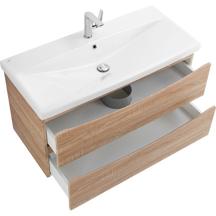 Тумба подвесная с раковиной BelBagno MARINO-CER-1000-2C-SO-WO-P 100 см, Rovere Bianco - фото 6