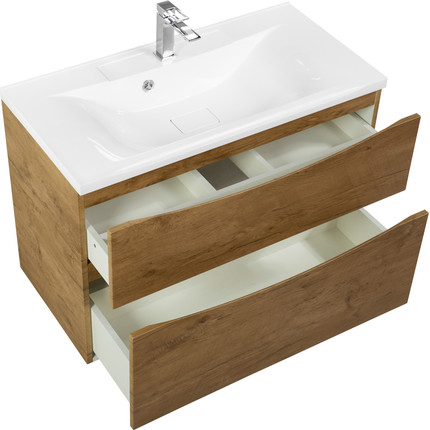 Тумба подвесная с раковиной BelBagno MARINO-H60-900-2C-SO-RN-P 90 см, Rovere Nature (раковина BB900/450-LV-MR-PR) - фото 5