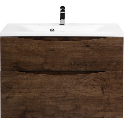 Тумба подвесная с раковиной BelBagno MARINO-H60-800-2C-SO-RW-P 80 см, Rovere Moro (раковина BB800/450-LV-MR-PR) - фото 