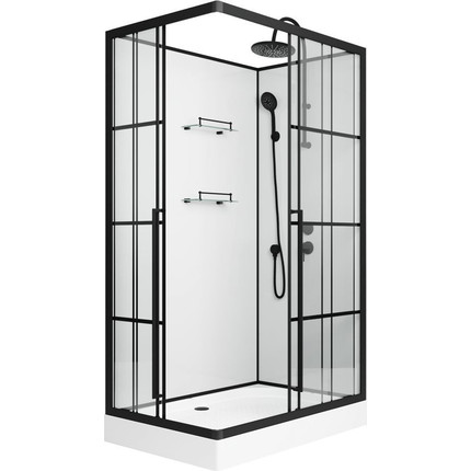 Душевая кабина Niagara Standart 120x80 см R ST120/80/15QR/KL/BKT, чёрный/прозрачное - фото 