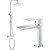 Душевой комплект Haiba: Душевая стойка HB24505-8 + смеситель для раковины HB10505-8, цвет белый/хром - фото, картинка  Душевой комплект Haiba: Душевая стойка HB24505-8 + смеситель для раковины HB10505-8, цвет белый/хром - фото