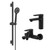 Набор смесителей 3 в 1 для ванны с коротким изливом Aquatek Ника AQ1830MB, чёрный матовый - фото 