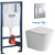 Инсталляция с подвесным унитазом комплект: Grohe Rapid SL 38772001 с подвесным безободковым унитазом Grossman GR-4478SQ сиденье микролифт, крепление, с кнопкой смыва хром (Система смыва торнадо) - фото 
