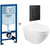 Инсталляция с подвесным унитазом комплект: Grohe Rapid SL 38772001 (КРАНЫ ЛАТУННЫЕ) с подвесным безободковым унитазом Azario Gloria AZ-2003 сиденье микролифт, крепление, кнопка смыва чёрная матовая 38732KF0, Цвет производителя: чёрный матовый - фото 