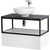 Тумба подвесная со столешницей Cezares CADRO-80-1C-SO-BG-BLUM 80 см, Bianco Ghiaccio/Nero/Marmo Nero Opaco - фото 