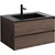 Тумба подвесная с раковиной Vincea Luka 80 см VMC-2L800RO (раковина черная VCB-13800B), тёмный дуб - фото 