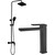 Душевой комплект Haiba: Душевая стойка HB24615-7 + смеситель для раковины высокий HB11615-7, цвет чёрный матовый - фото 