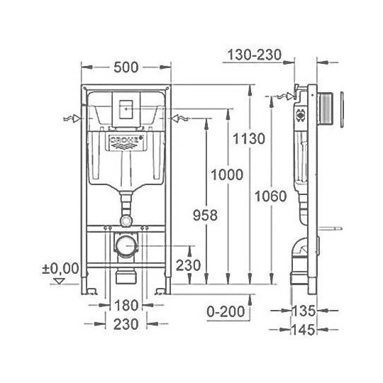 Инсталляция с подвесным унитазом комплект: Grohe Rapid SL 38772001 с ...