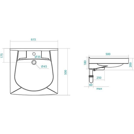 Раковина Santek Пилот 60х50 см над стиральной машиной (ПИЛОТ-50) 1.WH30.1.970 - фото 6