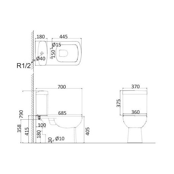 Унитаз-биде Creo Ceramique Tours с крышкой микролифт - фото, картинка 3 Унитаз-биде Creo Ceramique Tours с крышкой микролифт - фото 3